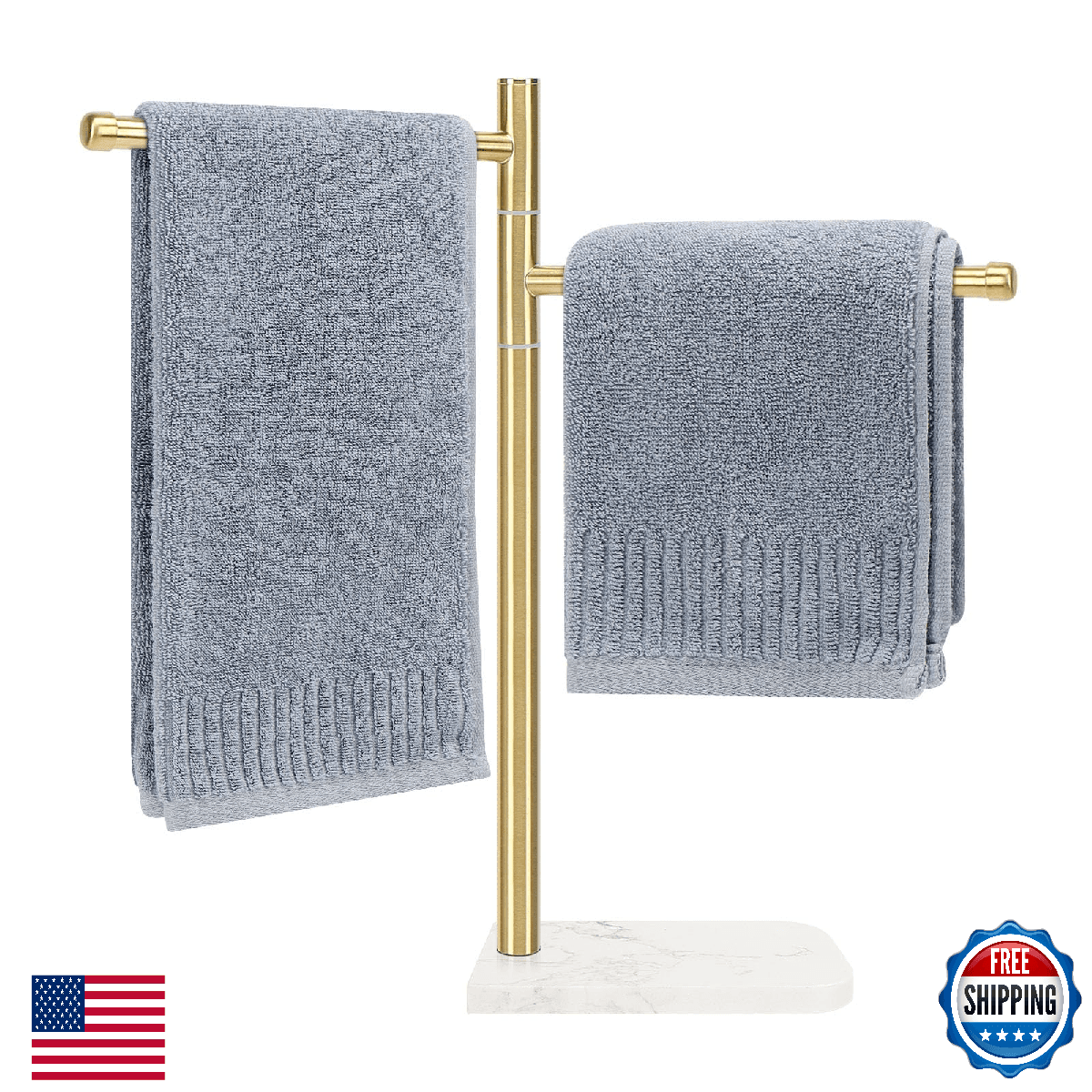Winmien Standing Hand Towel Holder Marble Base Stainless Steel Towel Rack Counte - Image 1