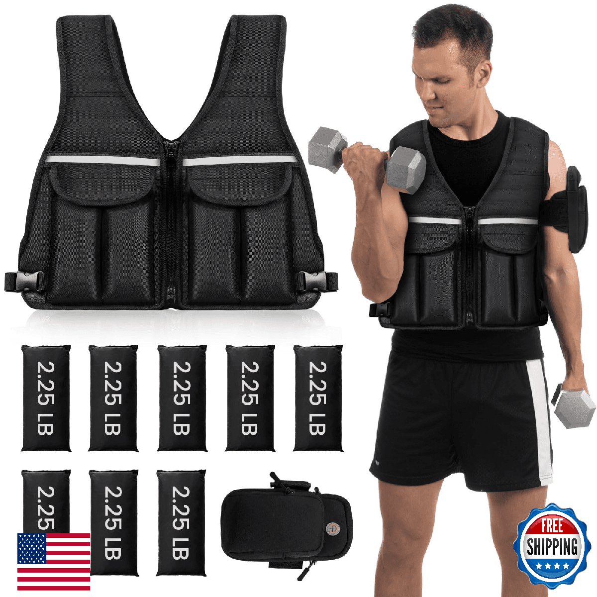 Prodigen Adjustable Weighted Vest 0-18 lb for Women Men 8 Removable Sandbags Wor - Image 1
