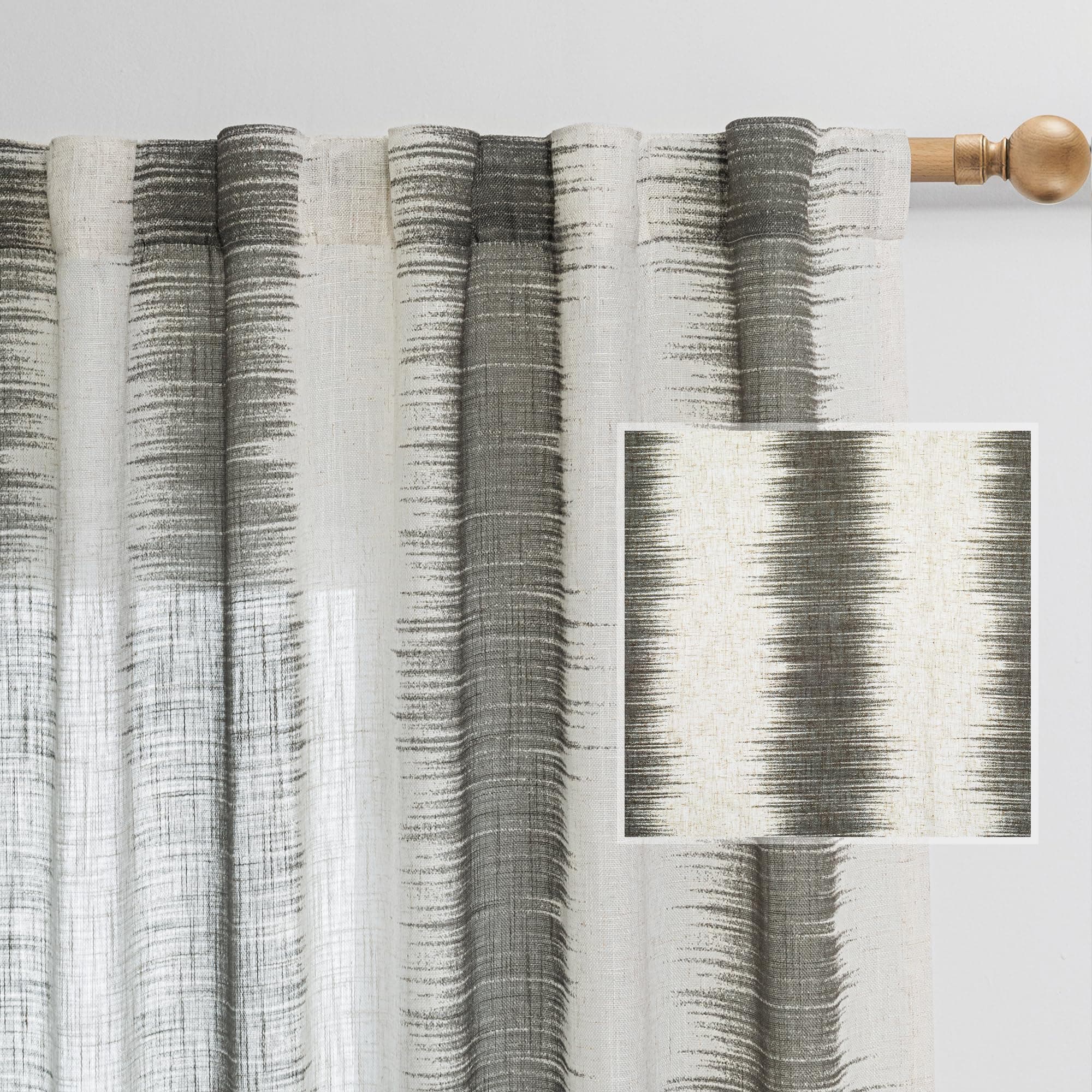 MYSKY HOME Farmhouse Style Ceiling Curtains 50x95 Khaki 2 Pack Semi Sheer Room D - Image 1