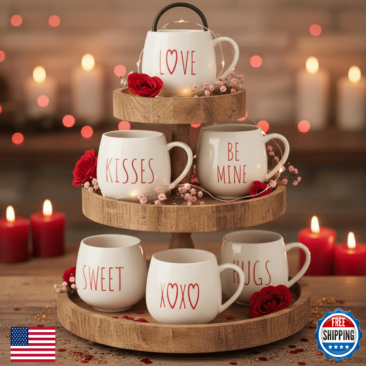 Layhit 6 Pcs Valentine's Day Coffee Mugs 12 oz Valentine Ceramic Mugs Bulk Cute - Image 1