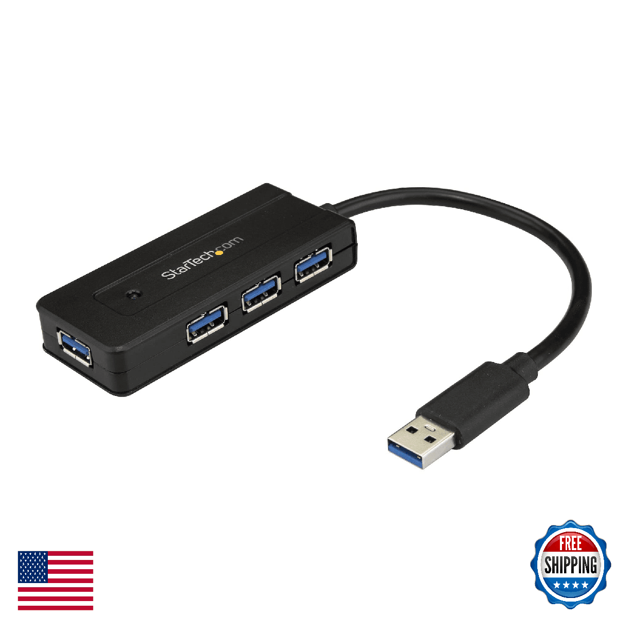 StarTech 4-Port USB 3.0 Hub SuperSpeed 5Gbps w/ Fast Charge Portable - Image 1