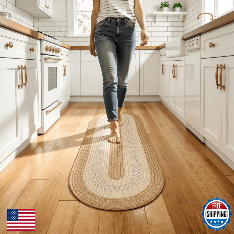 Rctjhome 2X6 Oval Braided Runner Rug Long Hallway Kitchen Farmhouse Rug Door - Image 1