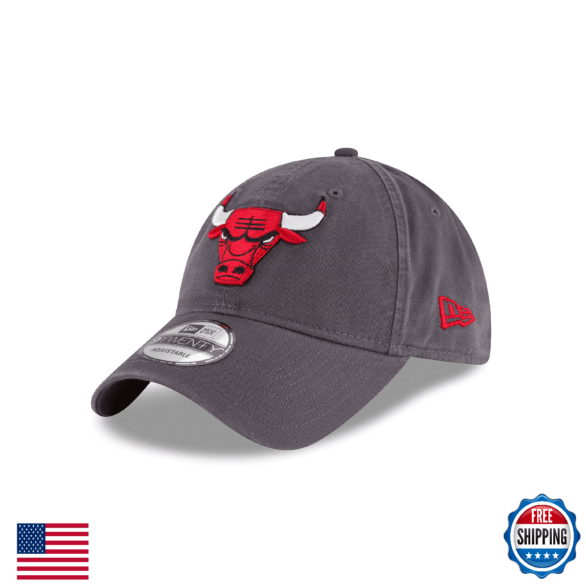Chicago Bulls NBA Core Classic 9Twenty Adjustable Cap, OSFA, Gray - Image 1
