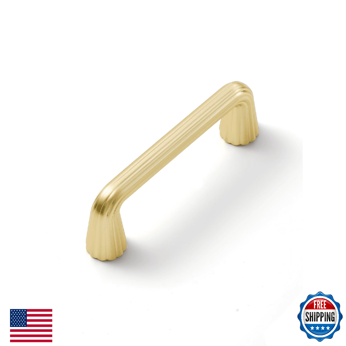 JIASENBAO 10 Pack Gold Cabinet Pulls 3" Hole Center Brushed Brass Drawer Pulls B - Image 1