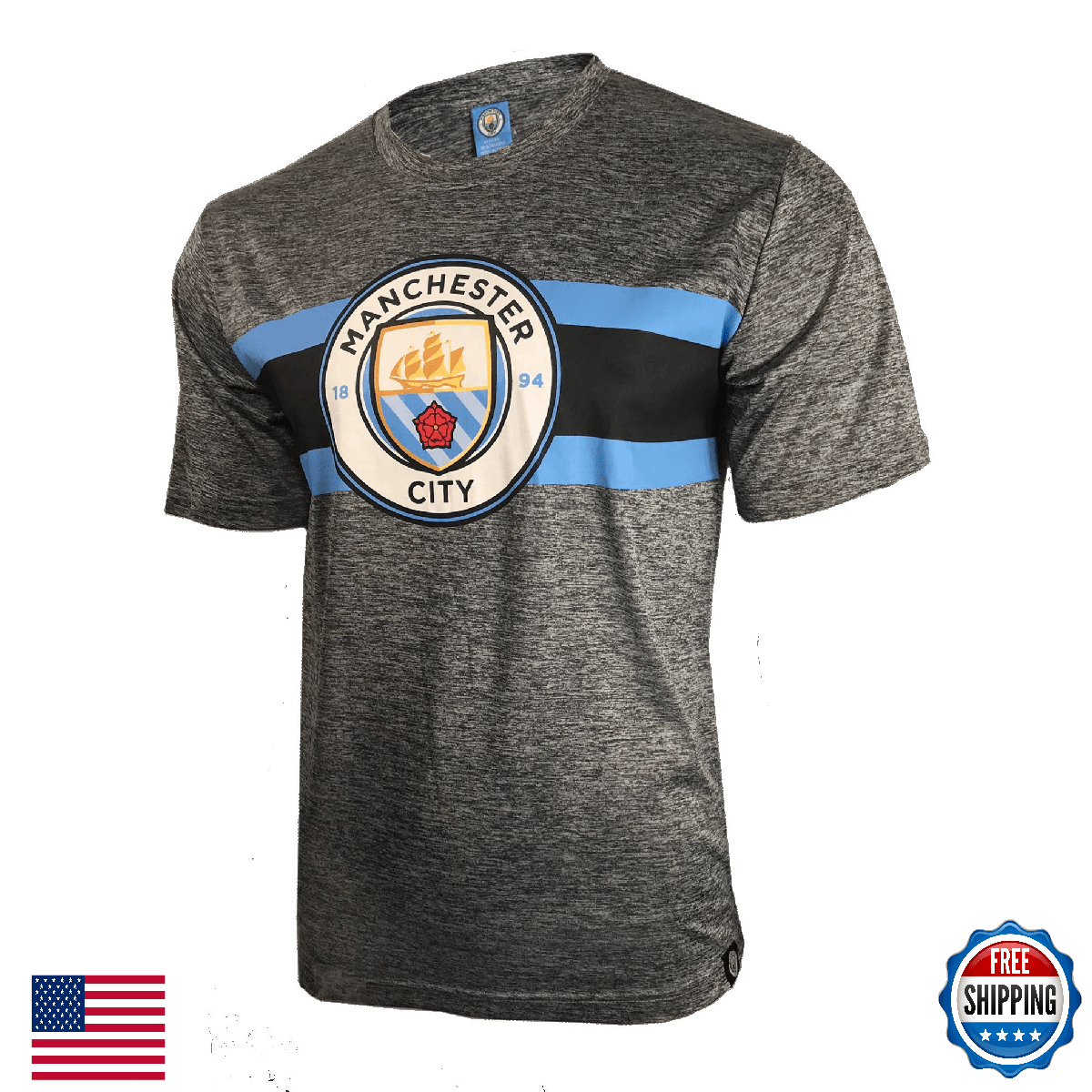 Icon Sports Men's Manchester City FC Color Block Short Sleeve T-Shirt - Image 1