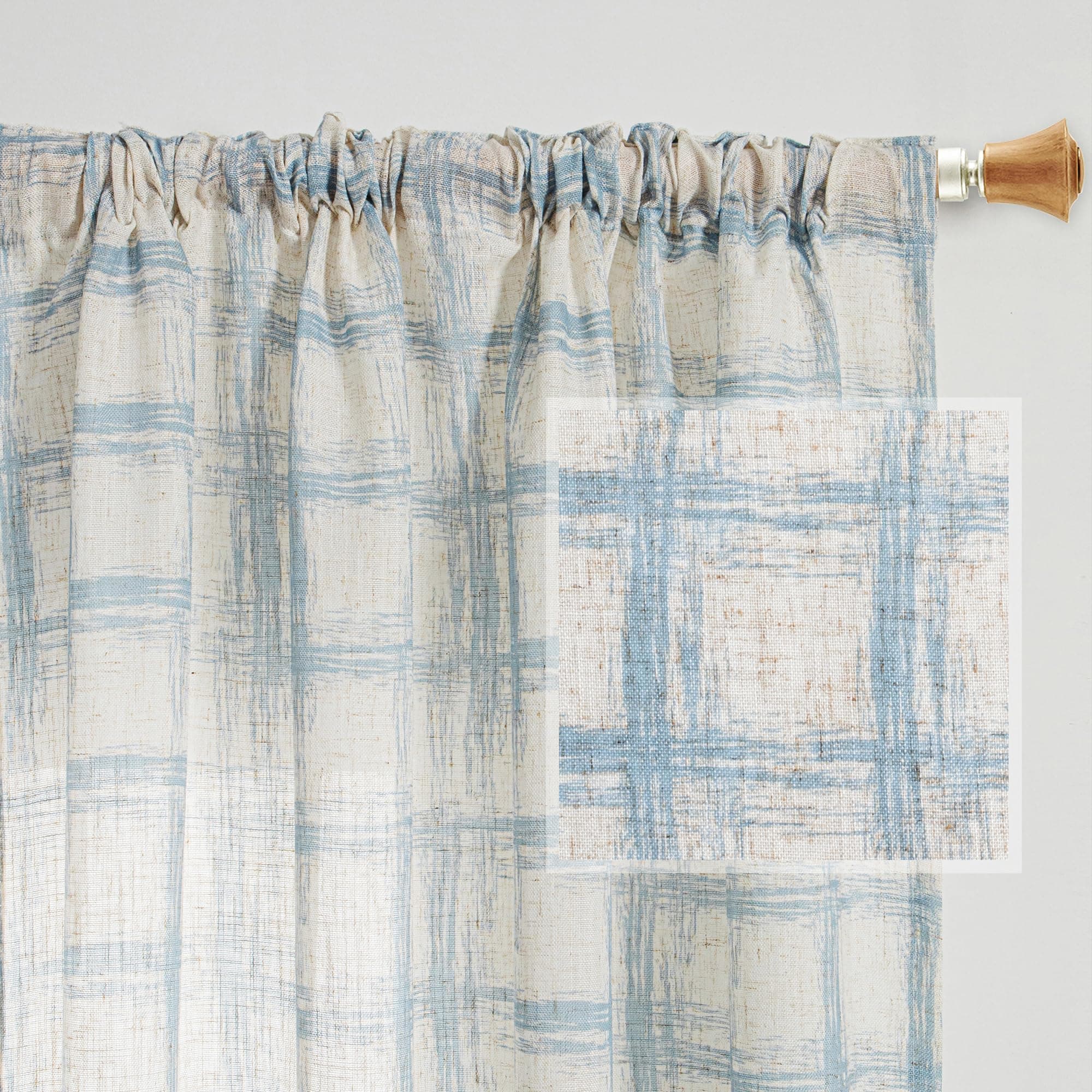 MYSKY HOME Linen Curtains 84 Inches Long, Window Treatment Sets for Living Room - Image 1