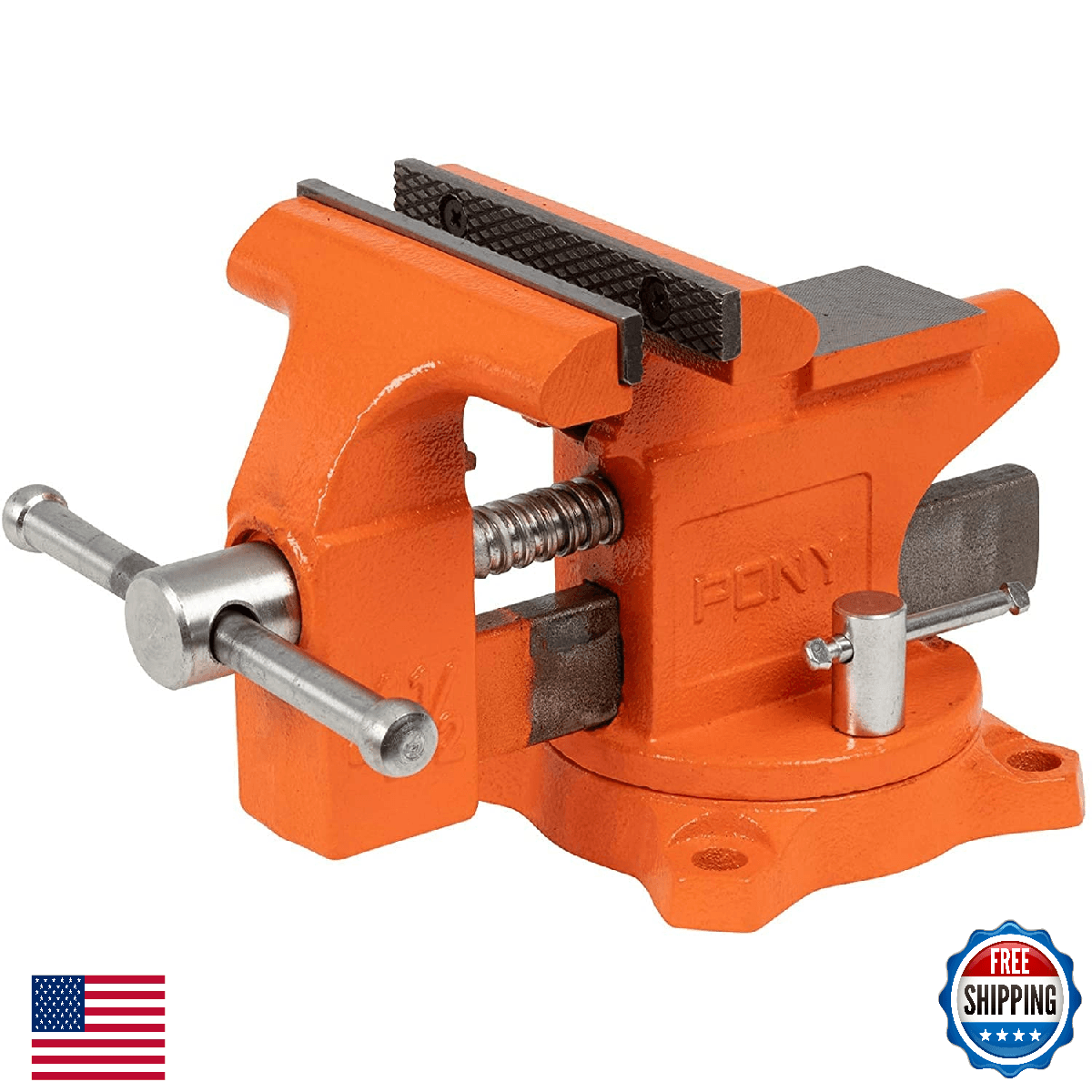 Pony Tools 24545 4-1/2in. Light Duty Bench Vise with Swivel Base, Orange - Image 1