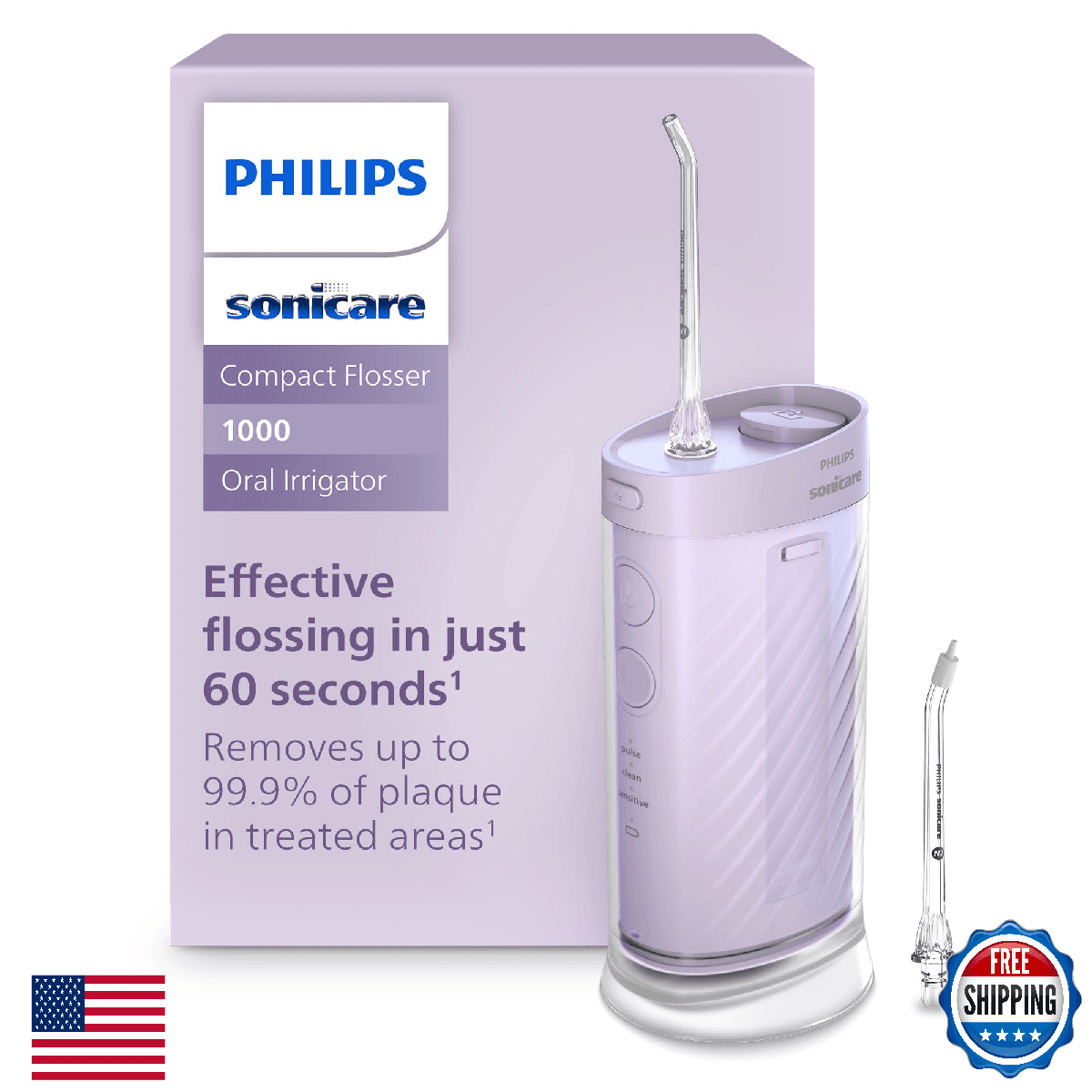 Philips Sonicare Compact Flosser 1000, Portable Water Flosser with 3 Flossing Mo - Image 1