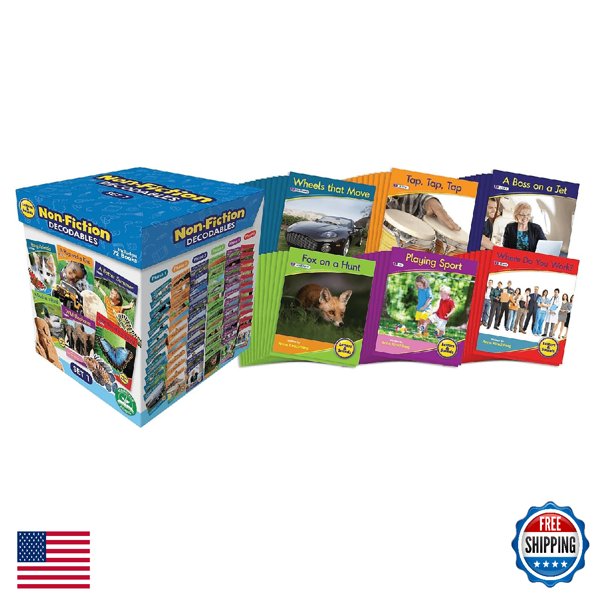 Junior learning Beanstalk Decodable Reader Non Fiction Book Box Set with letters - Image 1