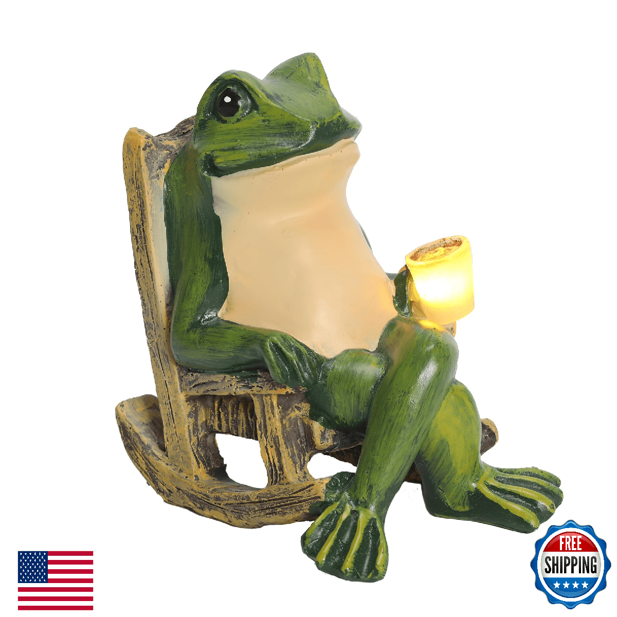 Miniature Frog Garden Statue Solar Light Outdoor Decor Frog Figurine Patio Yard - Image 1