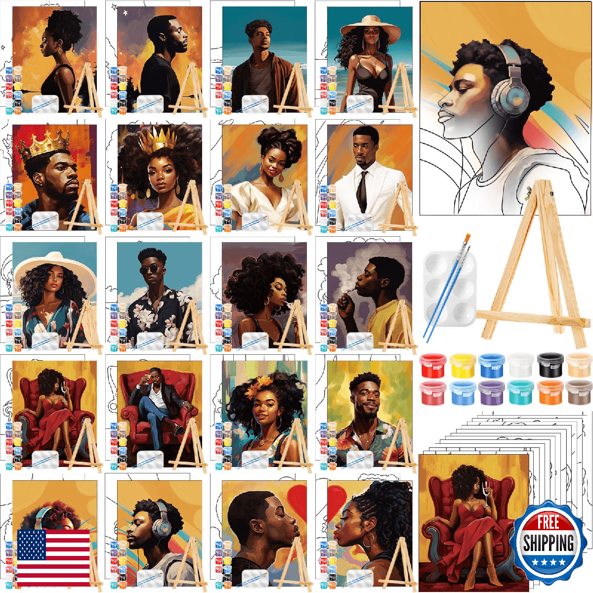 Zhanmai 20 Pack Pre Drawn Canvas for Painting Drawn Canvas Paint Kit Pre Printed - Image 1