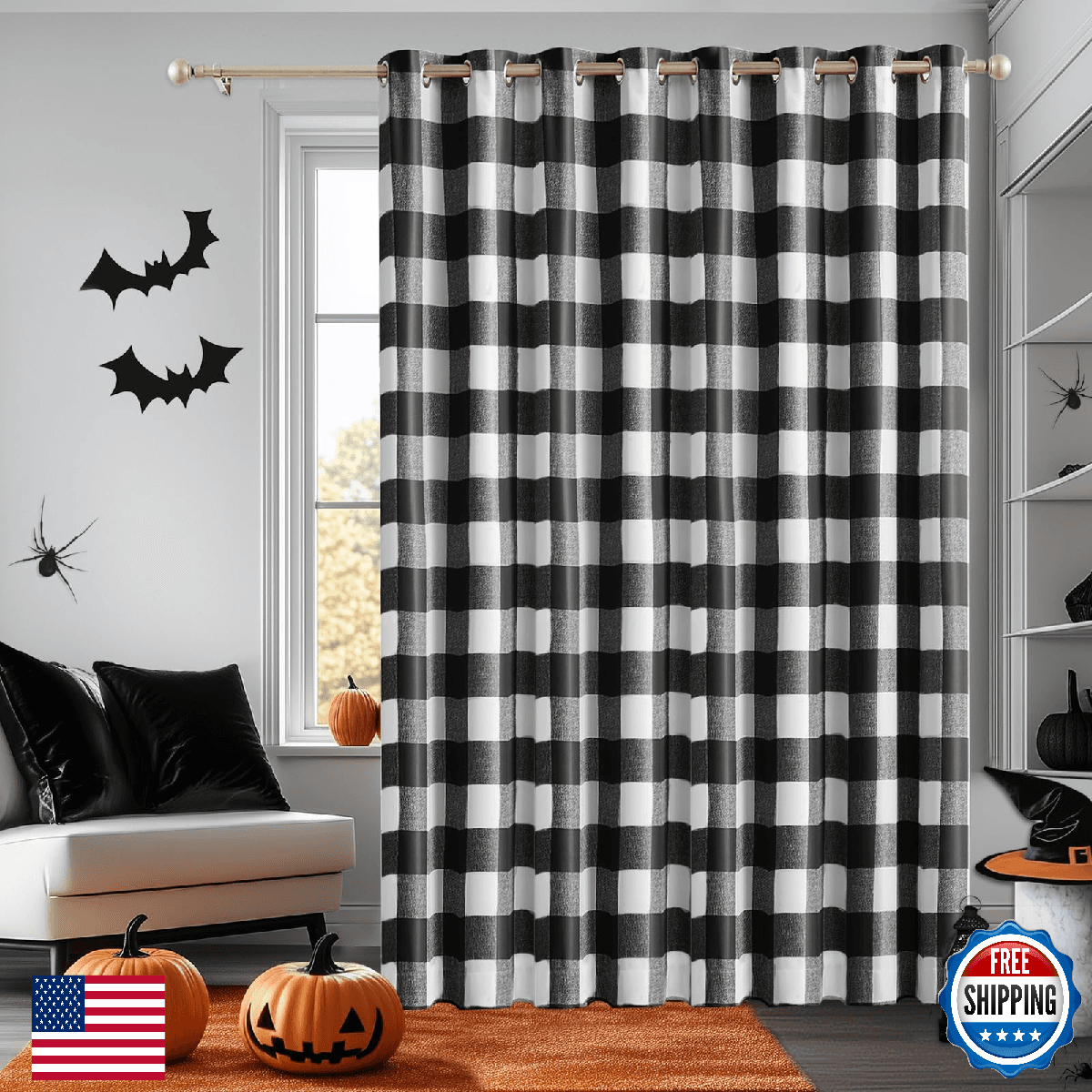 Melodieux Buffalo Check Plaid Sliding Door Curtains 96 Inches Long, Thermal Insu - Image 1