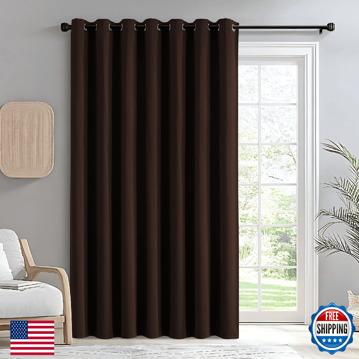 IGEMAEVE Blackout Sliding Door Curtains 96 Inch Length, Extra Wide Room Divider - Image 1