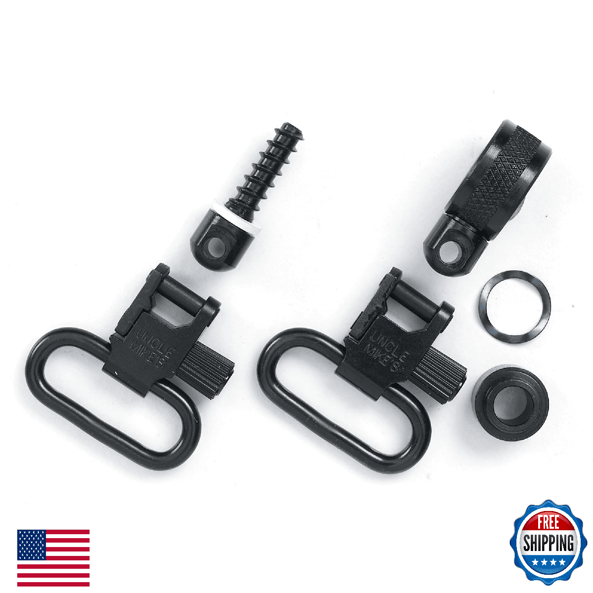 Uncle Mike's QD 115 Blued 1'' Clam Browning BLR Swivels, Black - Image 1