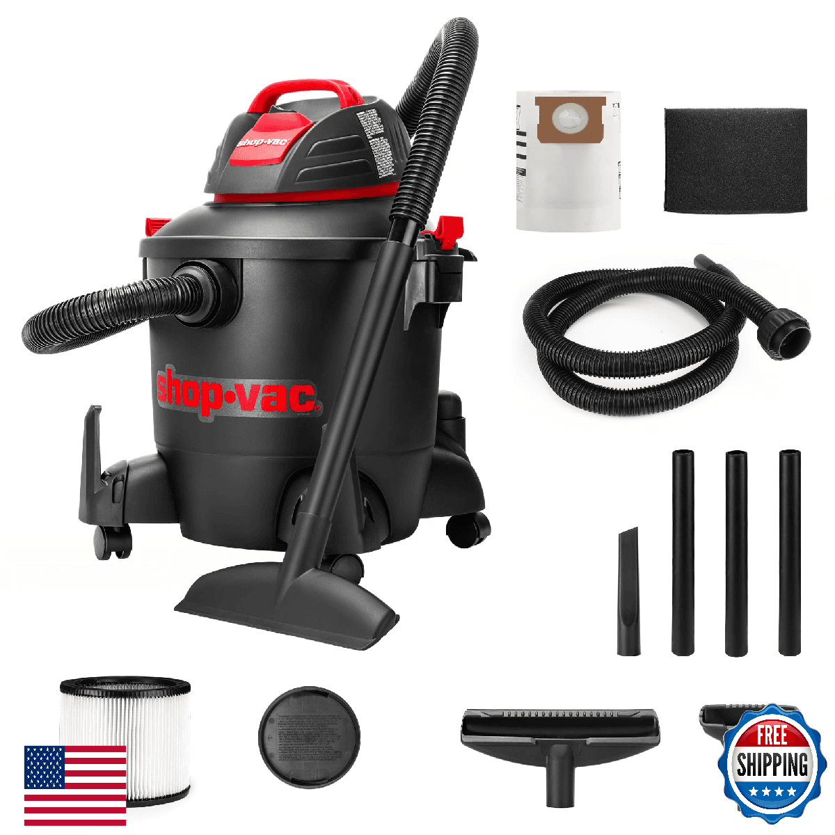 Shop-Vac 5922805 Wet/Dry Vacuum, 8 Gallon, 4.5 Peak HP, 1.25 Inch Diameter x 7 F - Image 1