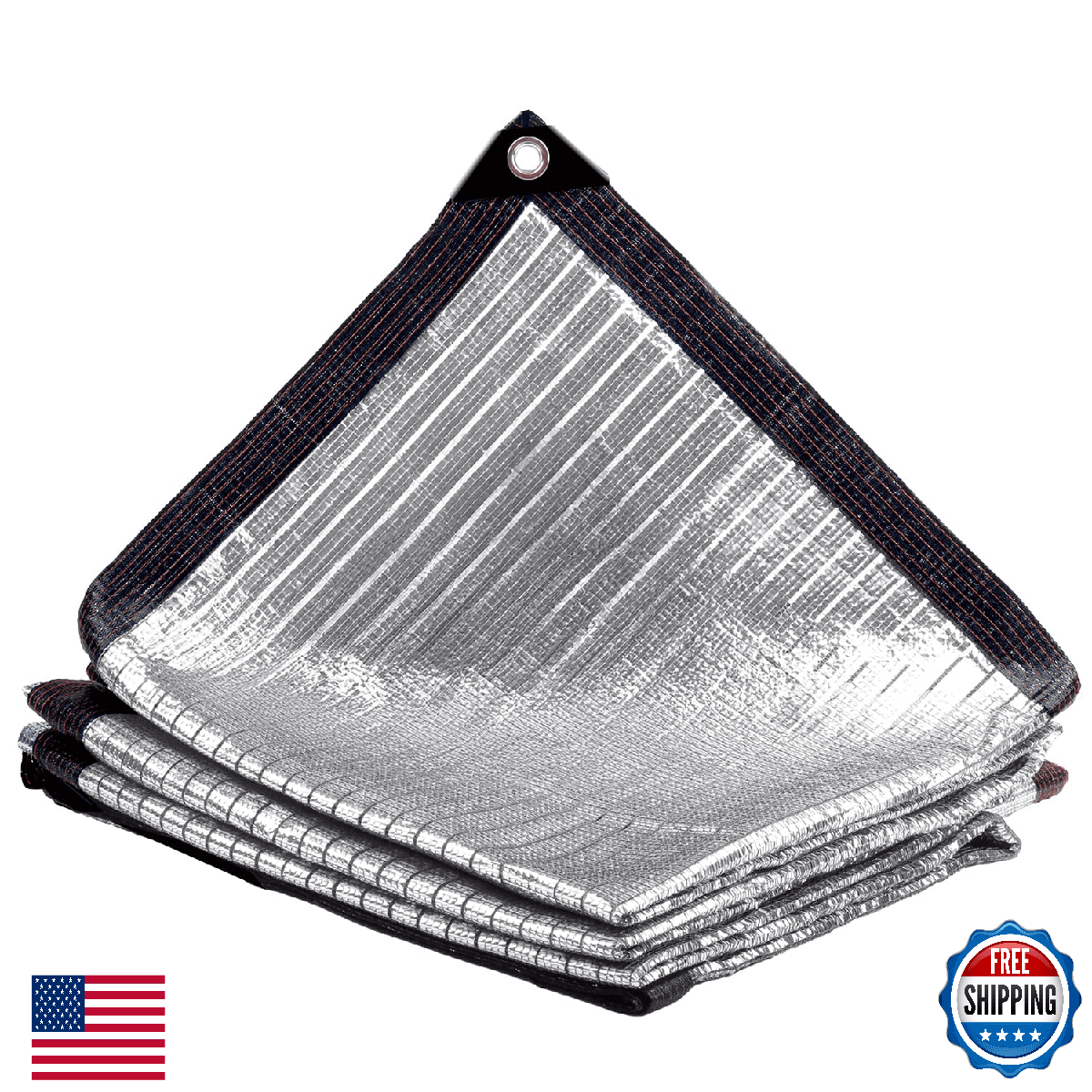 LOVE STORY 85% 8x20FT Aluminum Shade Cloth Reflective Sun Shade Cover Silver Tar - Image 1