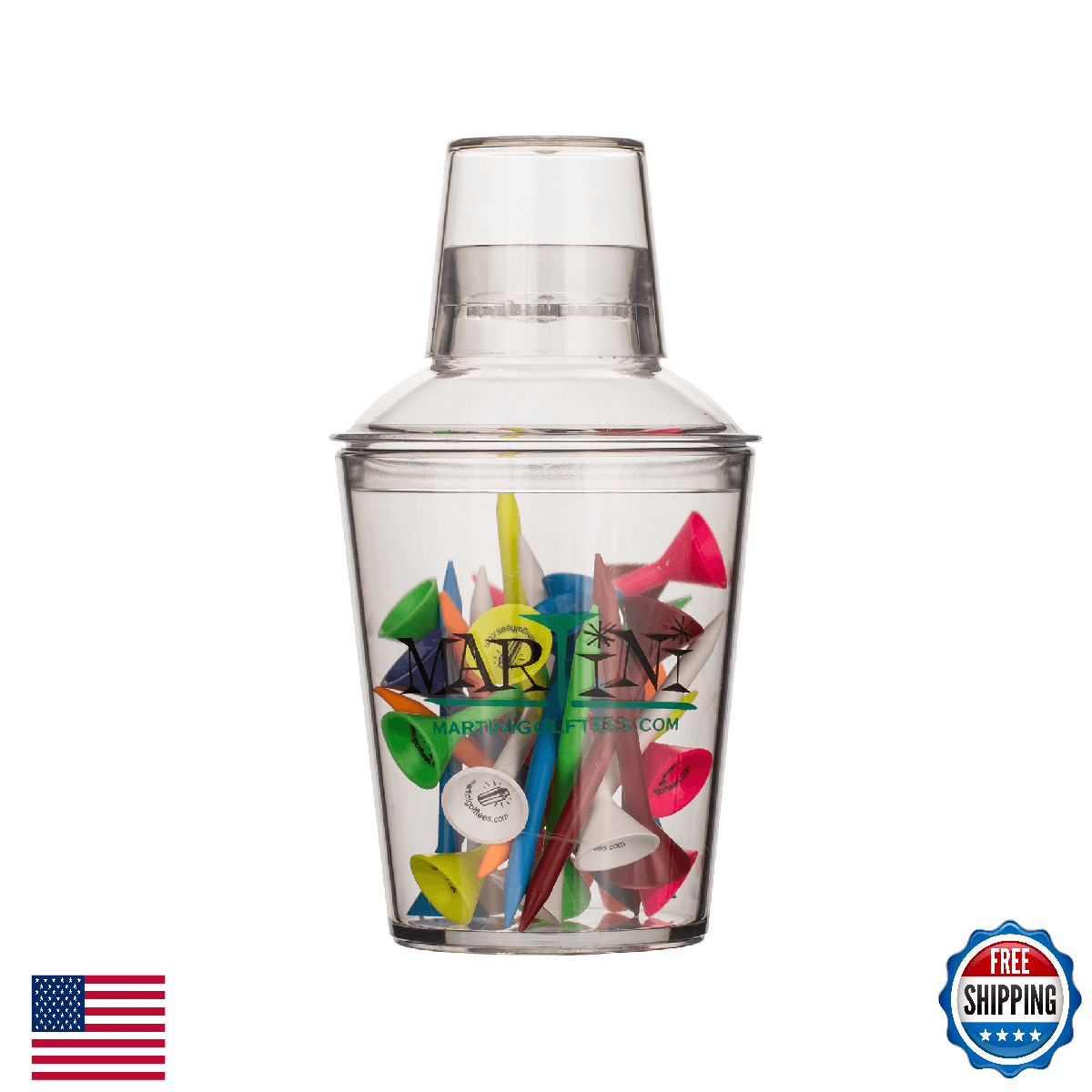 Martini Golf Tees DMT005 Small Shaker 3-1/4" Durable Plastic Tees Assorted - Image 1