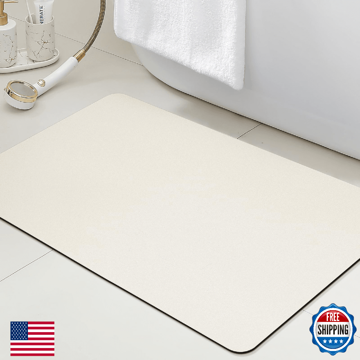 ACCUMTEK Non Slip Bath Mat, Thin Bathroom Rugs Fit Under Door, Quick Dry Bath Ma - Image 1