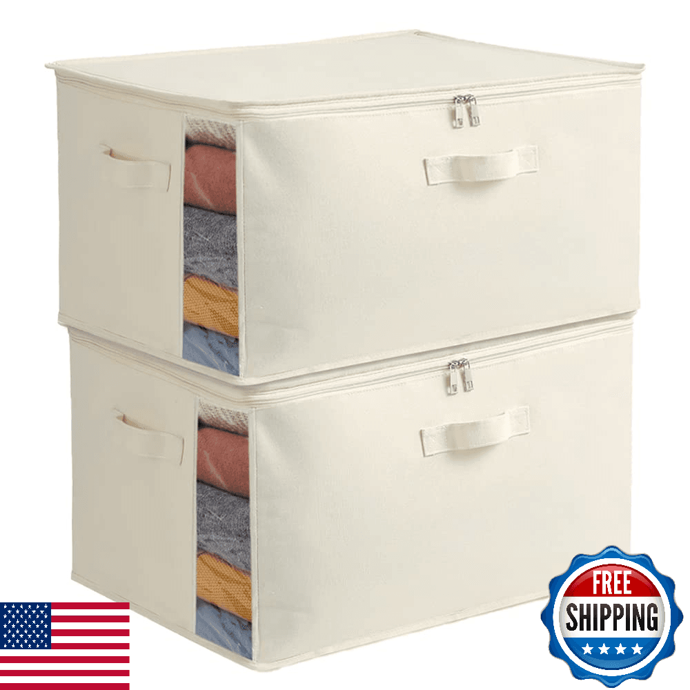 2-Pack Large Canvas Comforter Storage Bags for Clothes, Sweaters, Bedding - Image 1