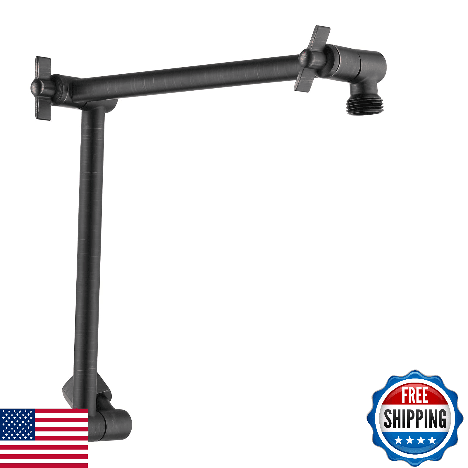 PDPBath 16" Shower Extension Arm Solid Brass Adjustable Height G1/2 Connection - Image 1