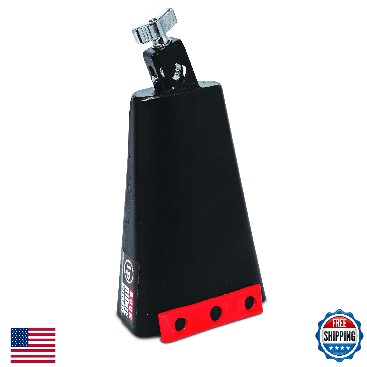 LP ROCK Ridge Rider Cowbell with ½ inch Mount Black LP008-N - Image 1