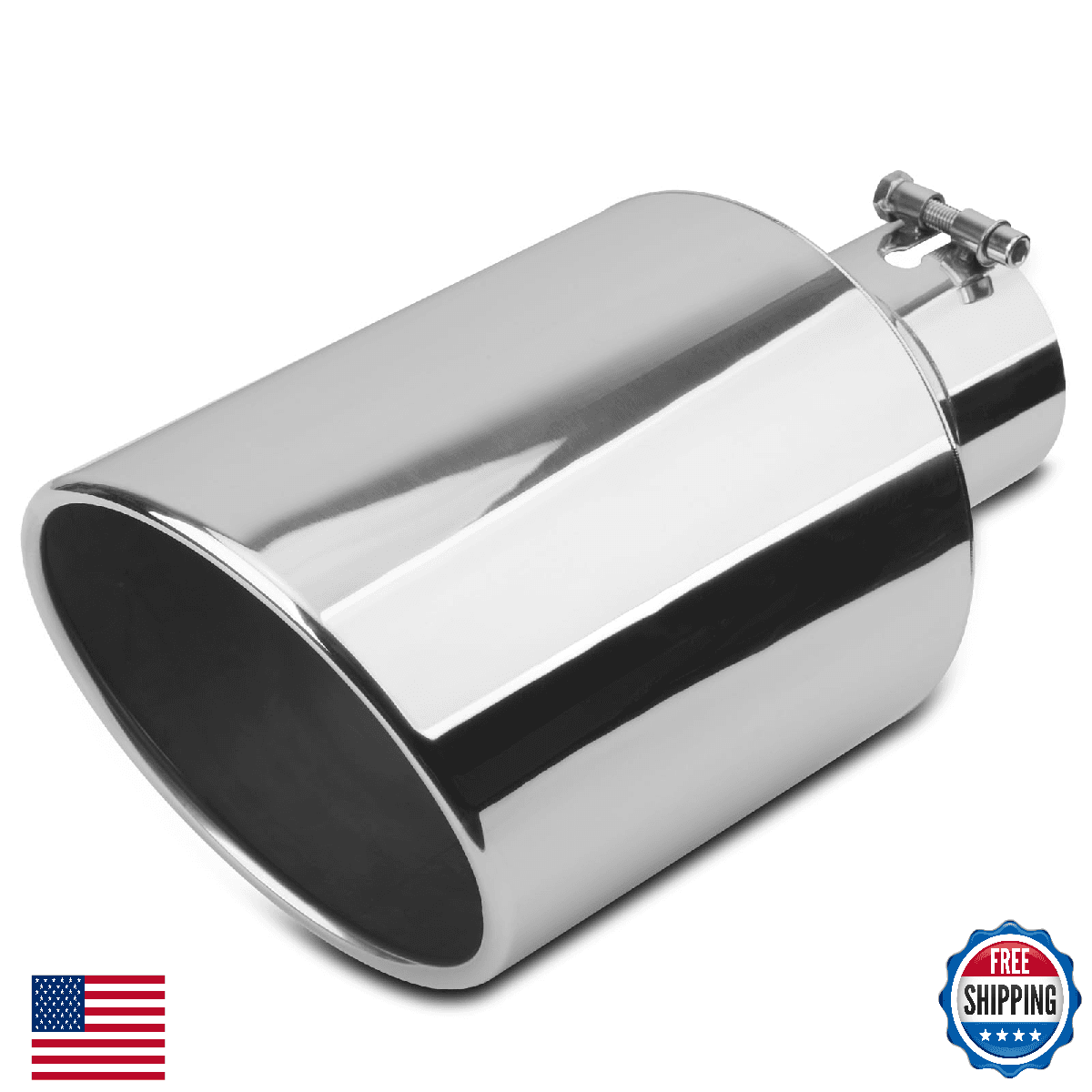 Vurkcy 4 inch Inlet Exhaust Tip 8in Outlet 15in Stainless Steel Tail Pipe Bolt-O - Image 1