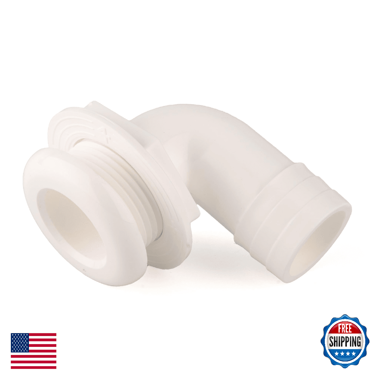 T-H Marine 1-1/8" 90 Deg Thru-Hull Boat Plumbing Fitting Short Style UV - Image 1