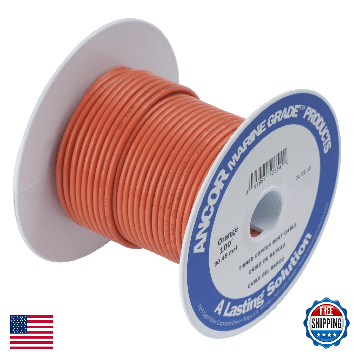 Ancor Marine Grade Tinned Copper Boat Wiring 12-Gauge Orange - Image 1