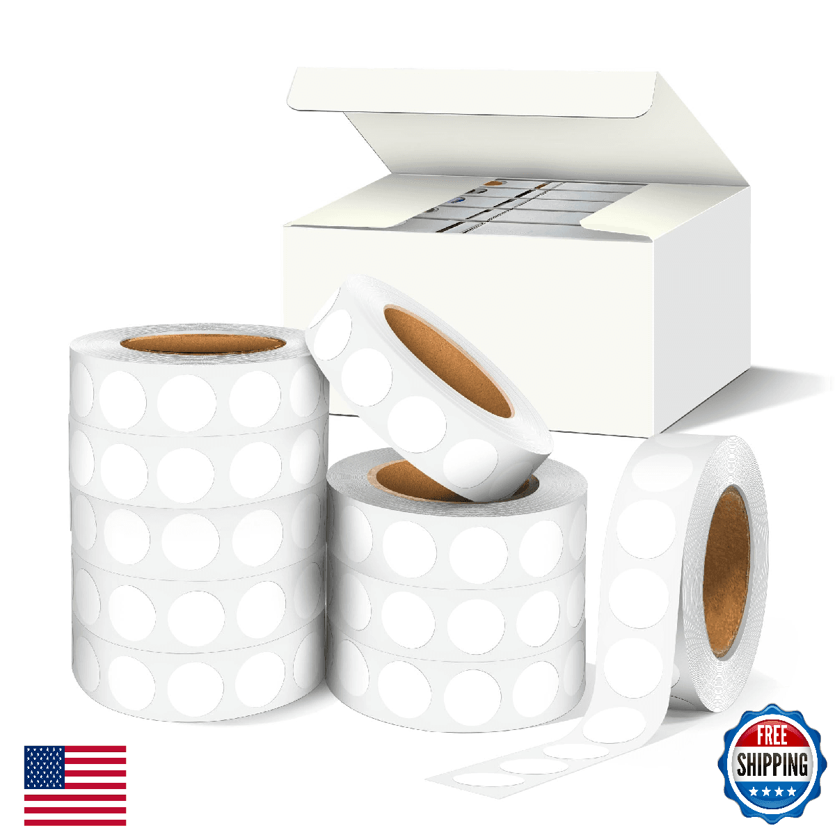 WANSTE 1/2 Inch White Dot Sticker, 0.5" 10 Rolls 10,000Pcs Circle Labels,Adhesiv - Image 1
