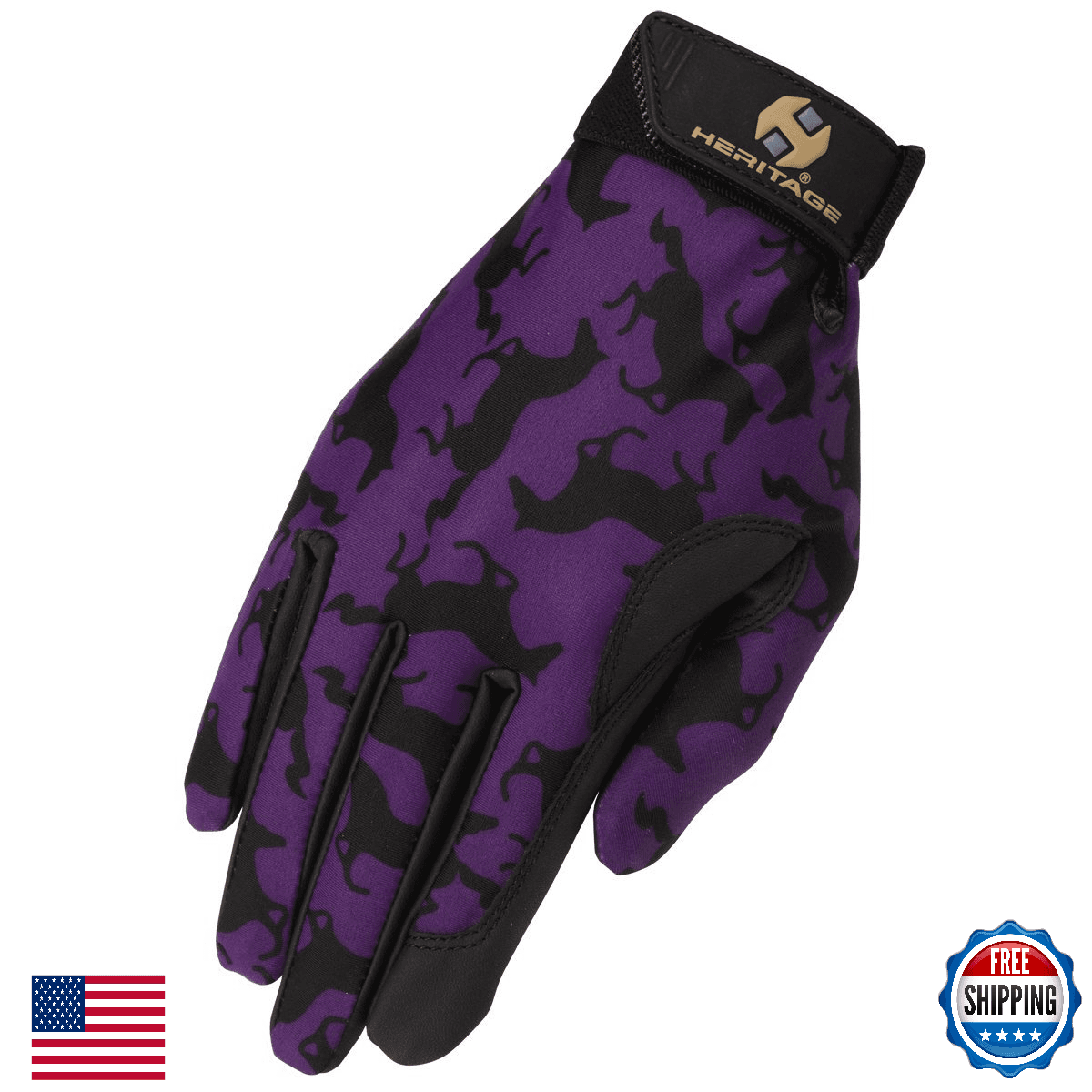 Heritage Performance Riding Gloves, Purple, All-Purpose Equestrian - Image 1