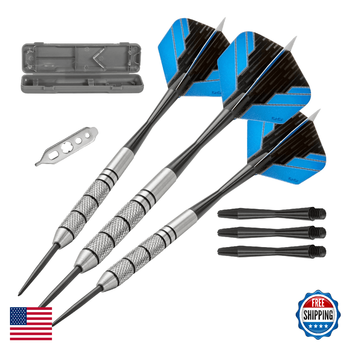 Fat Cat Bulletz 90% Tungsten Steel Tip Darts w/ Case, 23g - Image 1