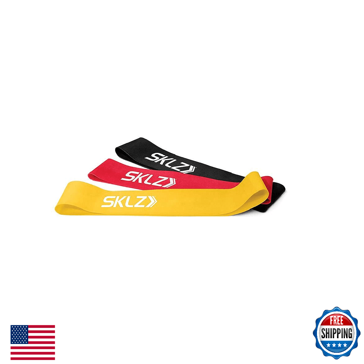 SKLZ Mini Resistance Bands Set of 3 - Light (Yellow) - Workout Exercise - Image 1