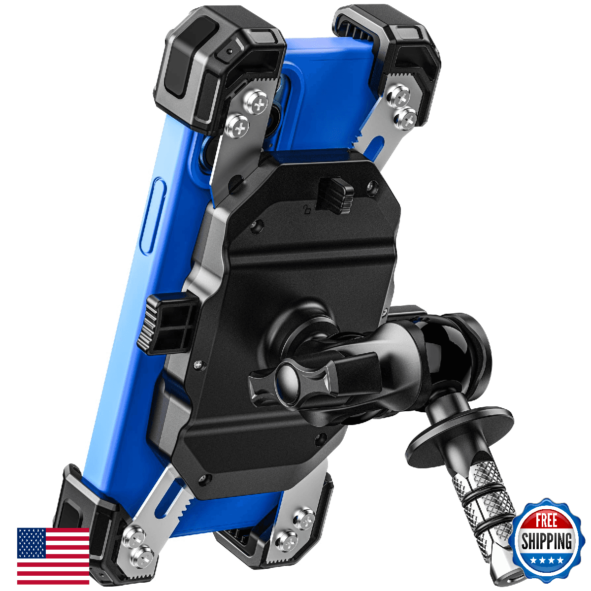VAZESWIN Motorcycle Fork Stem Phone Mount 1s Auto Lock Anti-Theft - Image 1