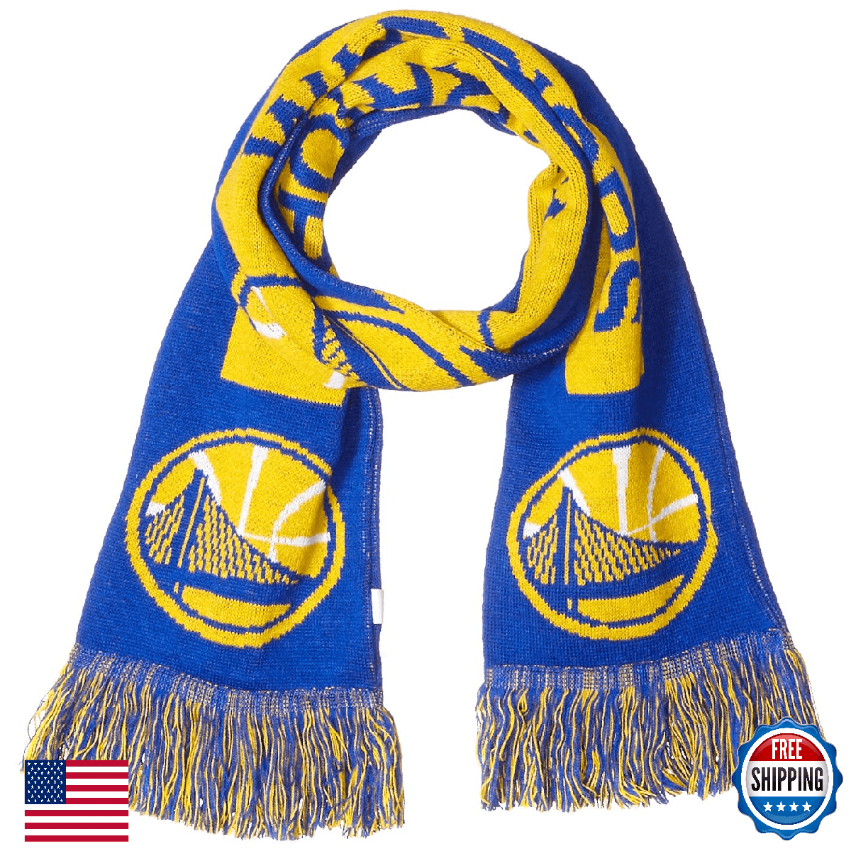 FOCO Golden State Warriors 2016 Big Logo Scarf NBA Basketball Fan Gear - Image 1