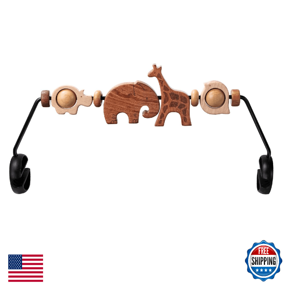 TinlyFinly Baby Bouncer Toy Bar Wooden Compatible with Baby Bjorn, Bouncer Toy A - Image 1