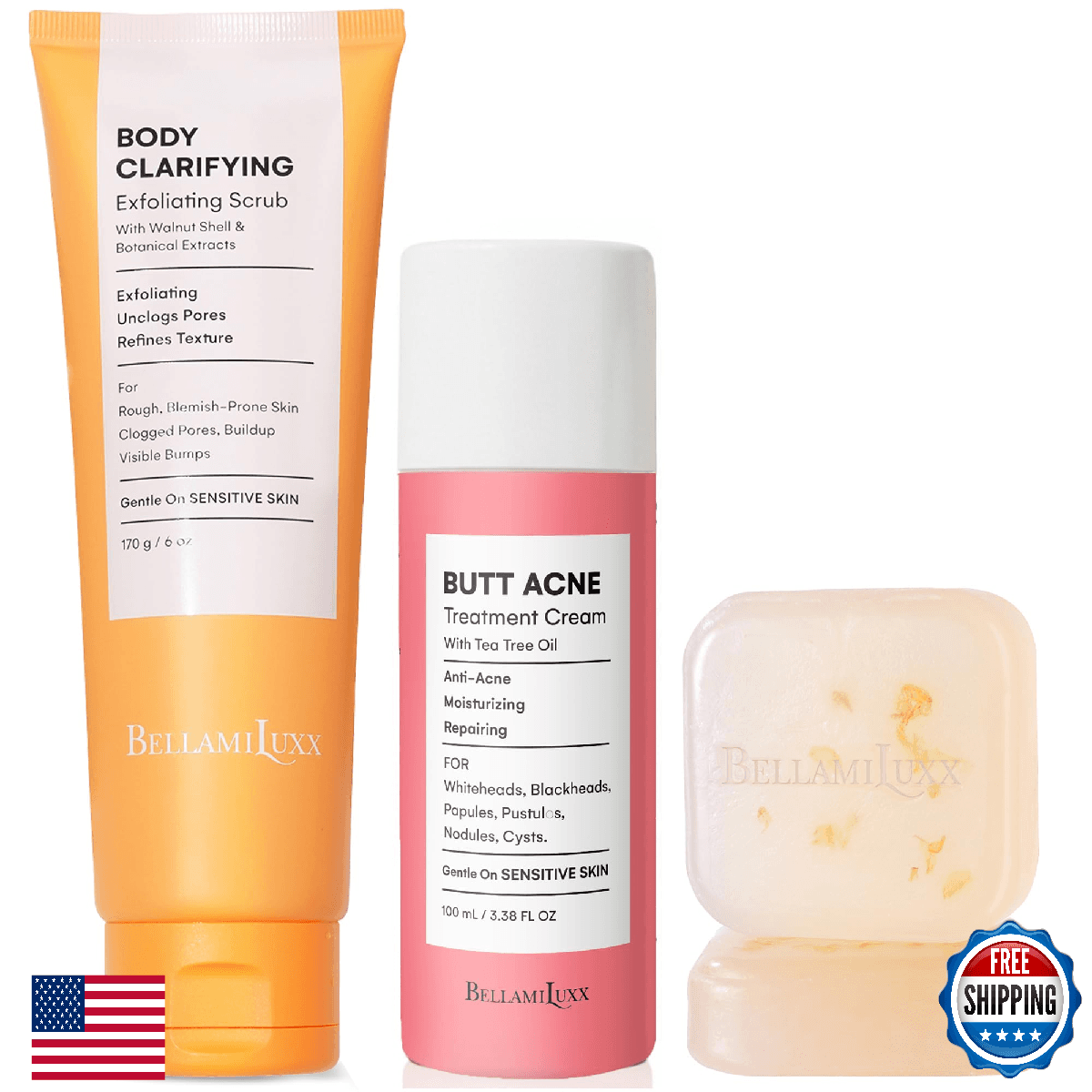 BellamiLuxx Butt Acne Treatment Set: Acne Soap Bar + Butt Treatment Lotion for B - Image 1