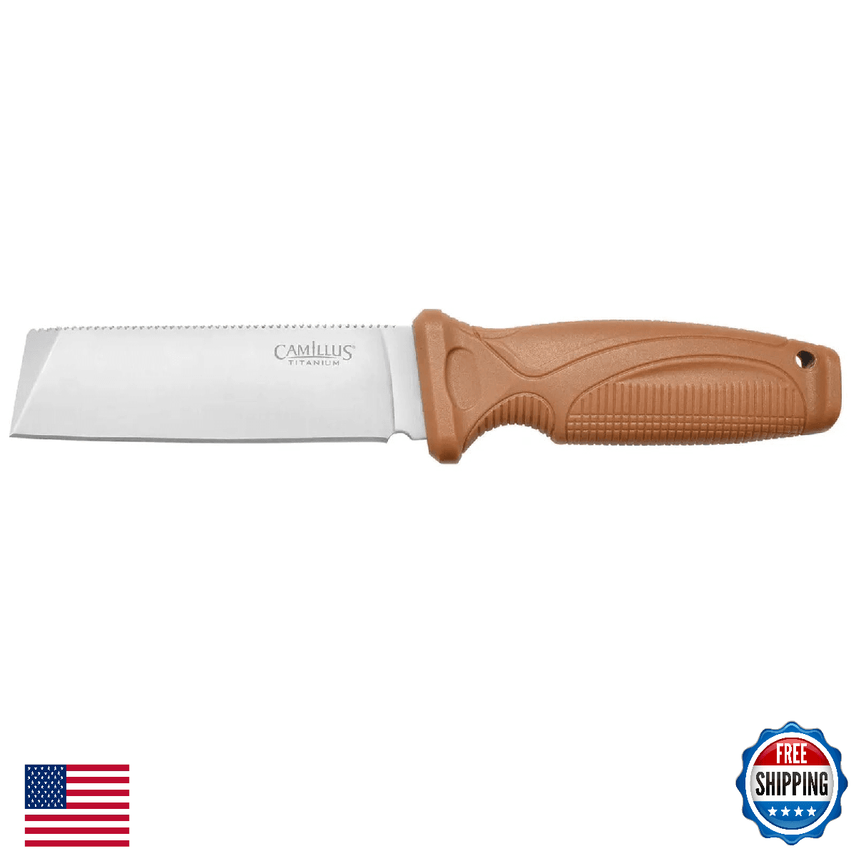 Camillus Swedge 8.75" Brown Cleaver 420 SS Fixed Blade Knife Durable - Image 1
