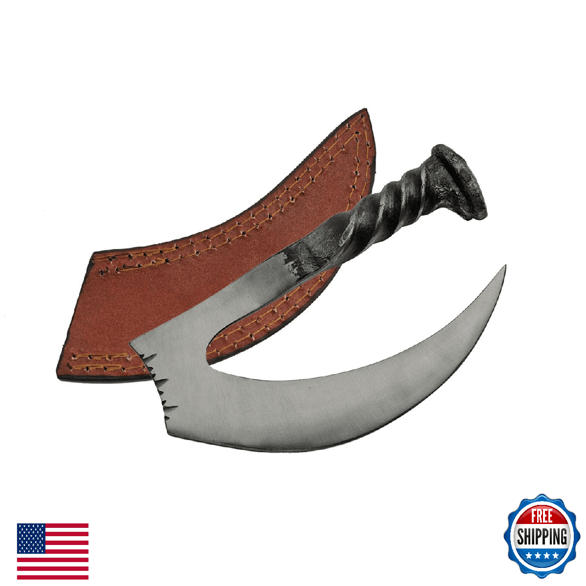 SZCO Supplies 6” Railroad Spike Karambit - Carbon Steel Mini Scythe Knife - Image 1