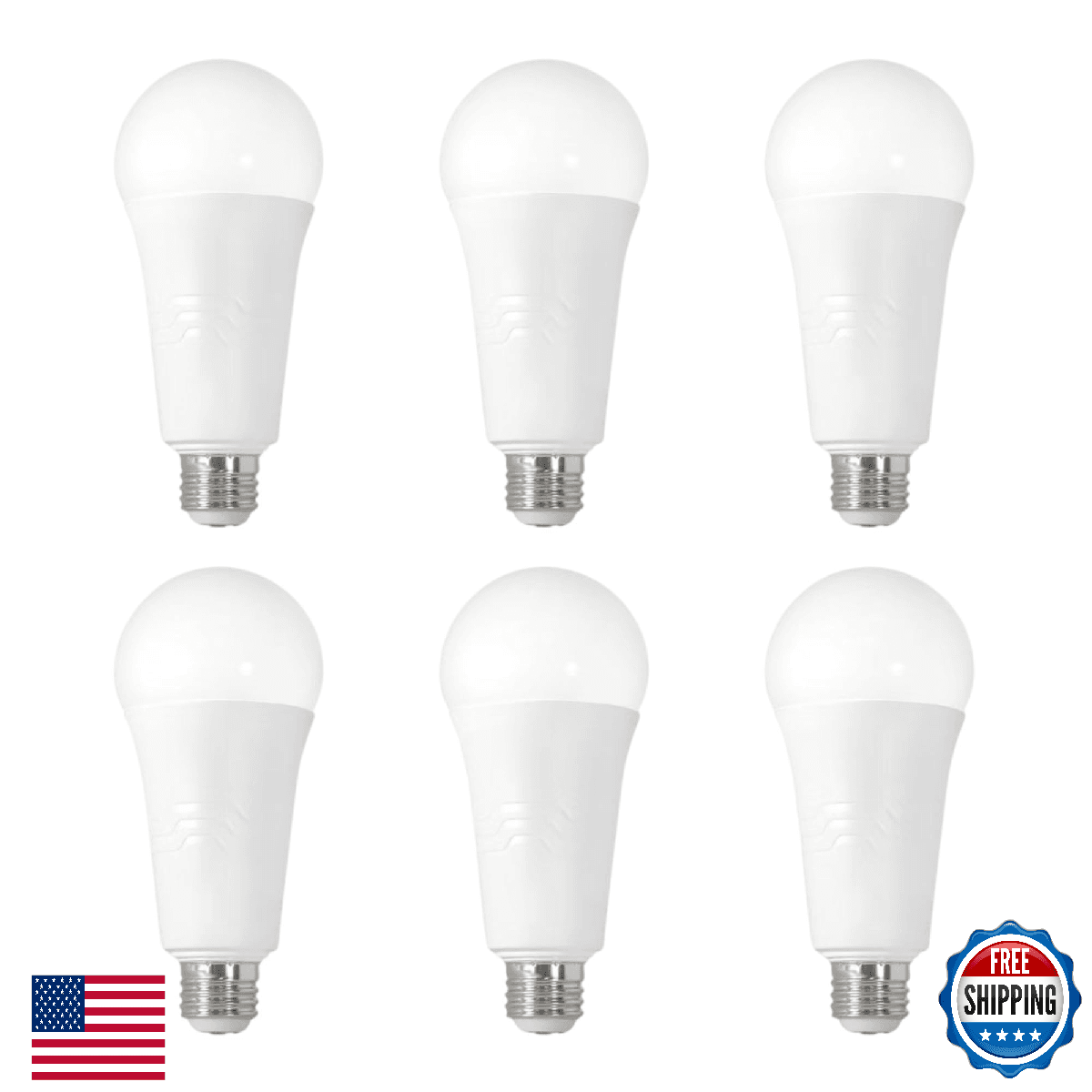 GT-Lite 250W Equivalent LED 3 Way Light Bulbs 6 Pack,2700K Soft White,A21,E26 Me - Image 1