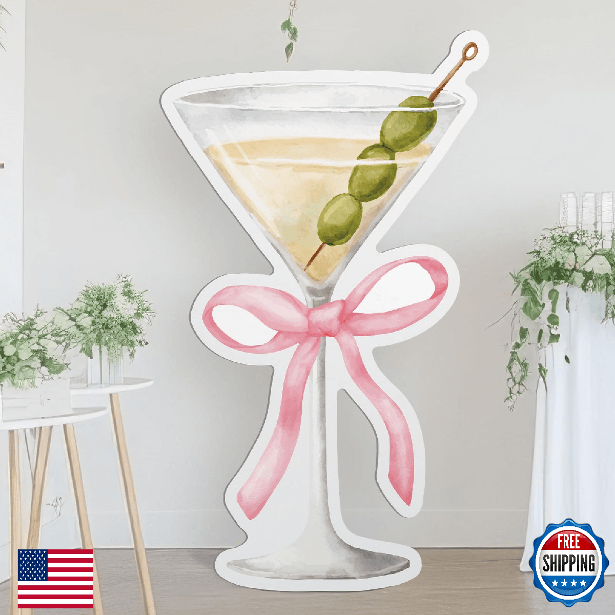 Colingmill 4ft Pink Martini Birthday Backdrop Cardboard Cutouts Wedding Bridal S - Image 1
