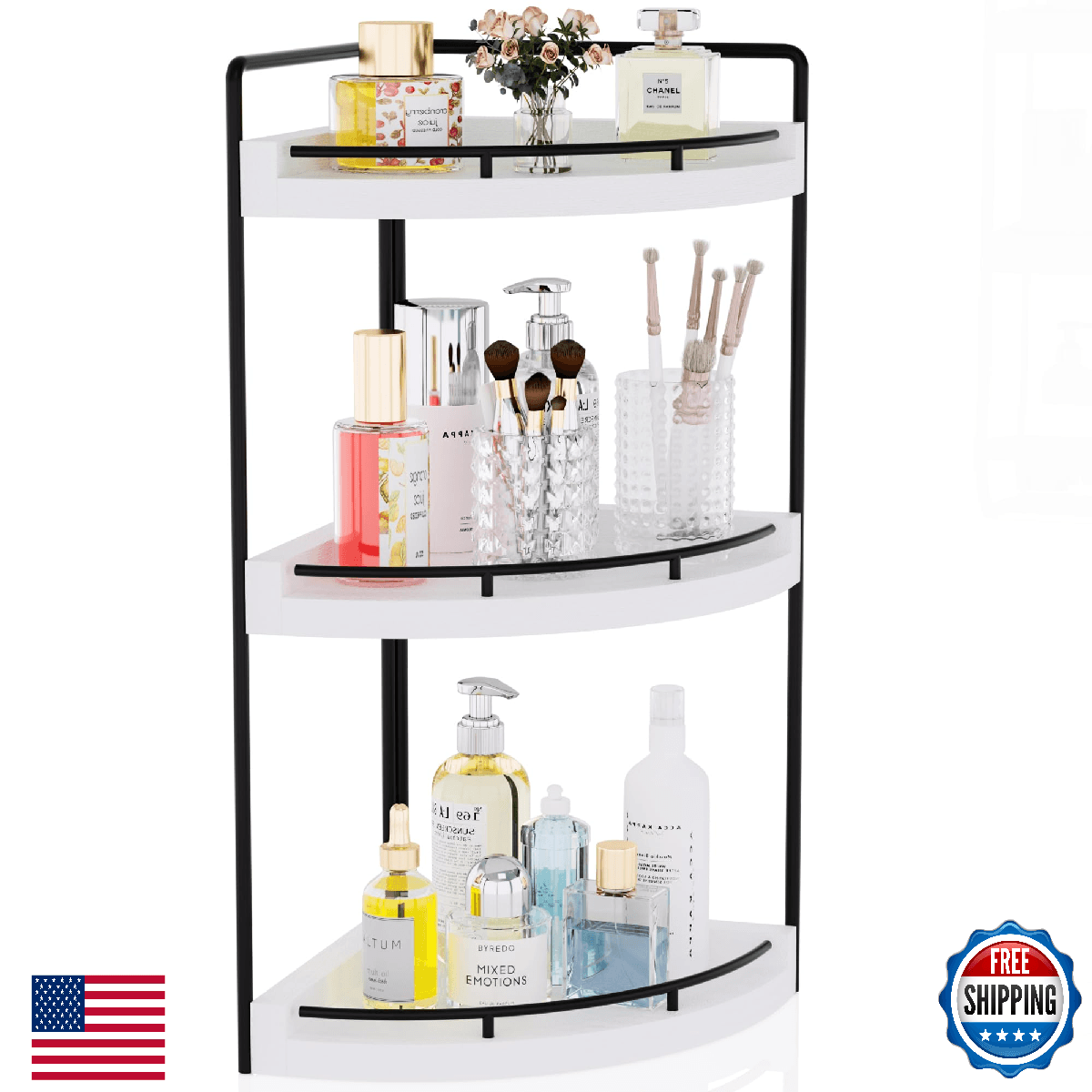 CeleVista Corner Bathroom Counter Organizer, 3 Tier Bathroom Sink Shelf Countert - Image 1