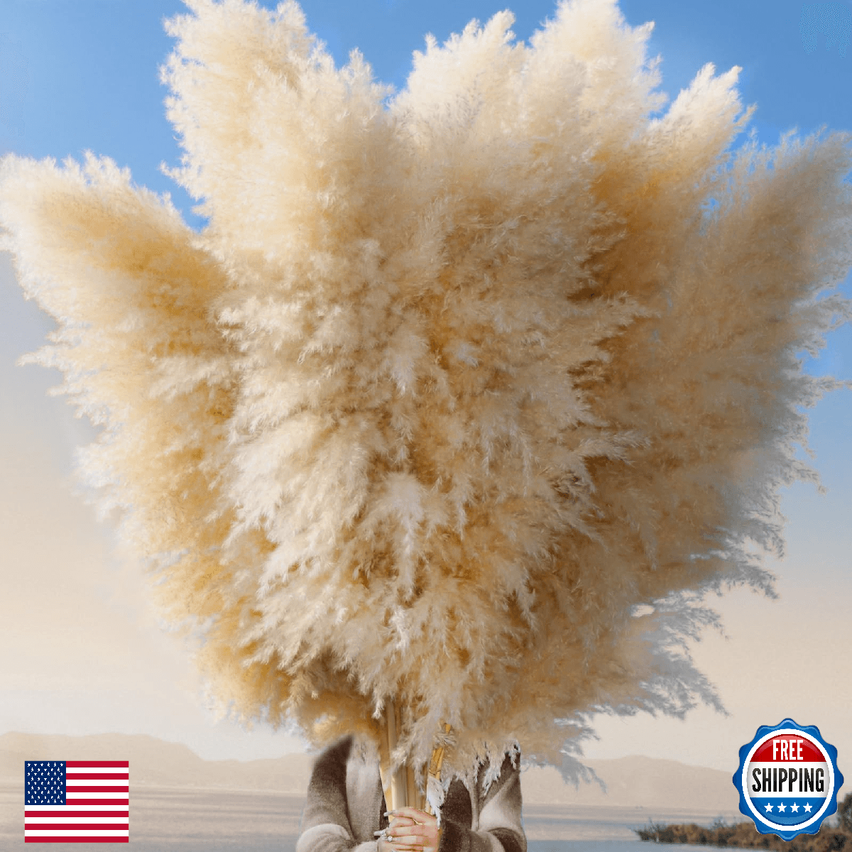 Pasuvsigt 40" 36 Stems Natural Pampas Grass Decor Tall Boho Home Decor - Image 1