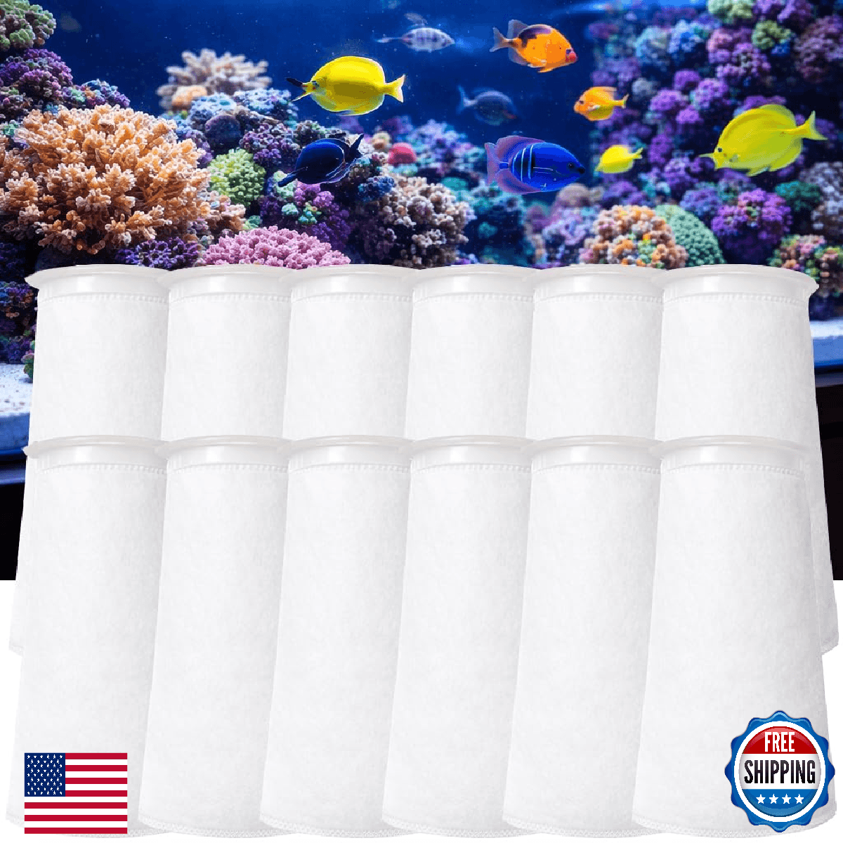 MCCKLE Filter Sock 4 Inch Ring 9 Inch 200 Micron Aquarium Filter for Saltwater F - Image 1