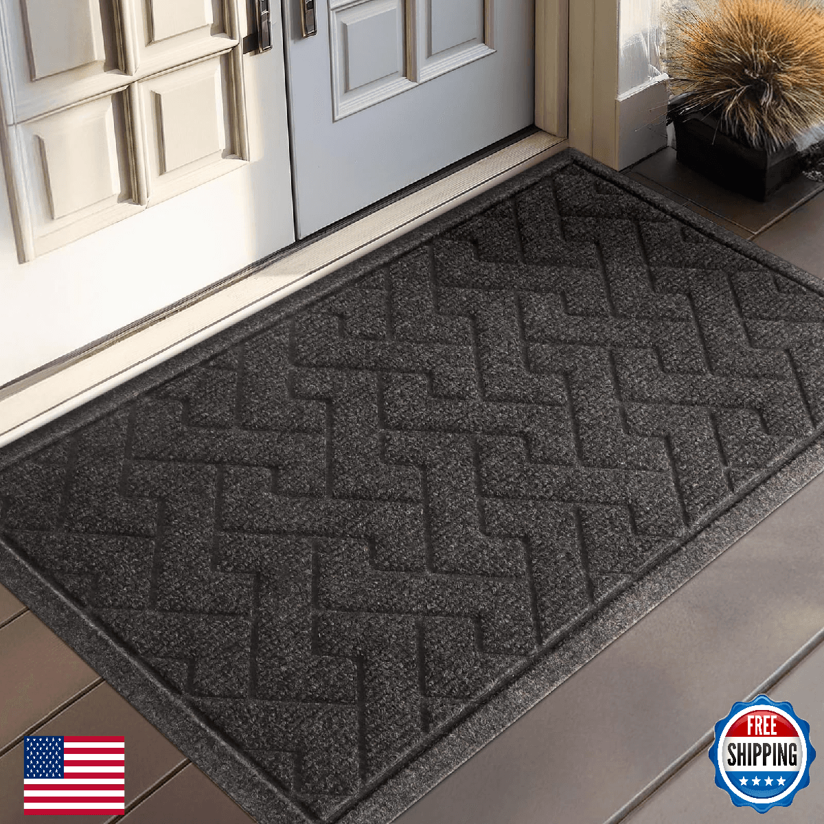 LEKEEPGO Door Mat Outdoor Entrance, Absorbent Indoor/Outdoor Front Floor Mat - Image 1
