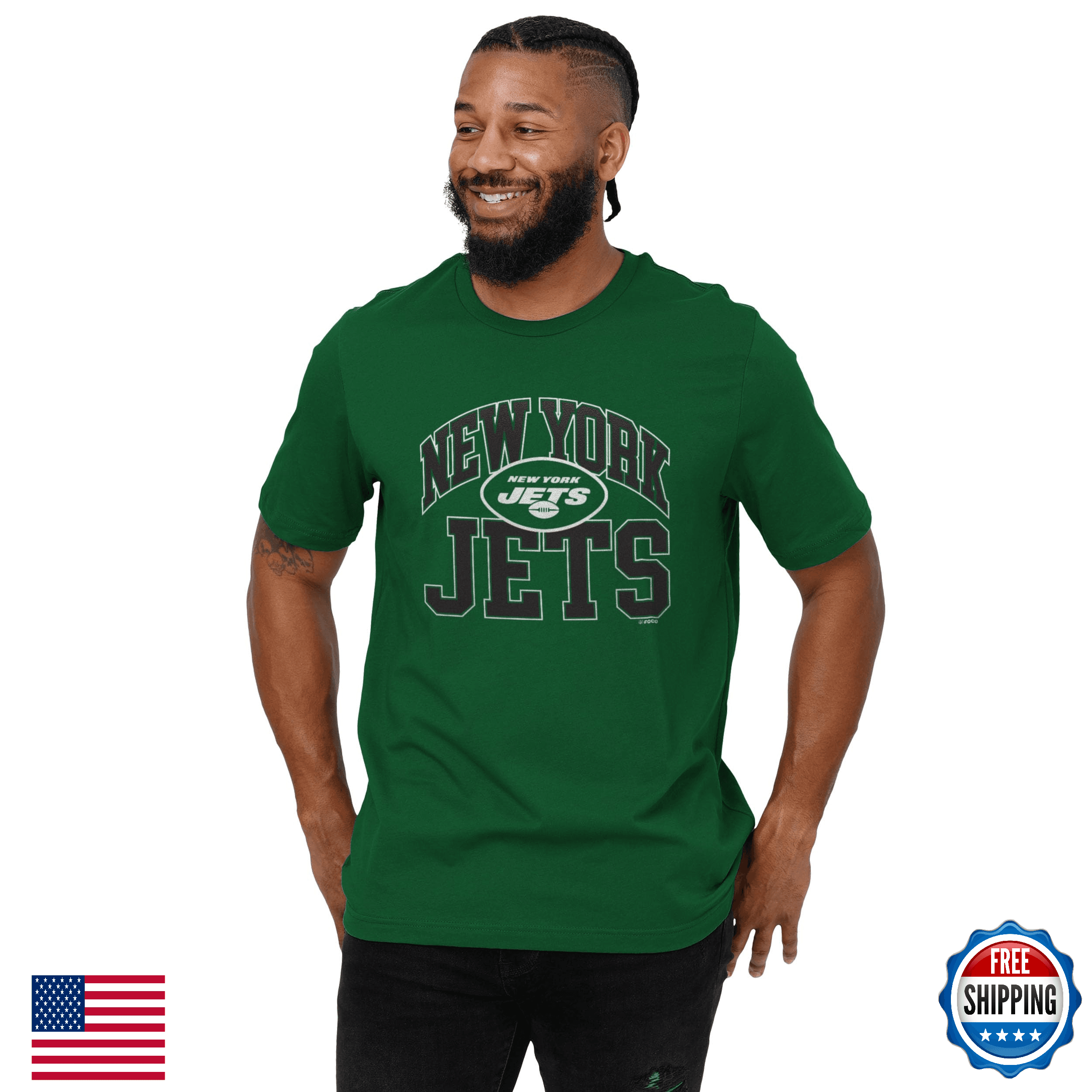 New York Jets Arched Wordmark Primary Color T-Shirt - XXX-Large FOCO NFL - Image 1