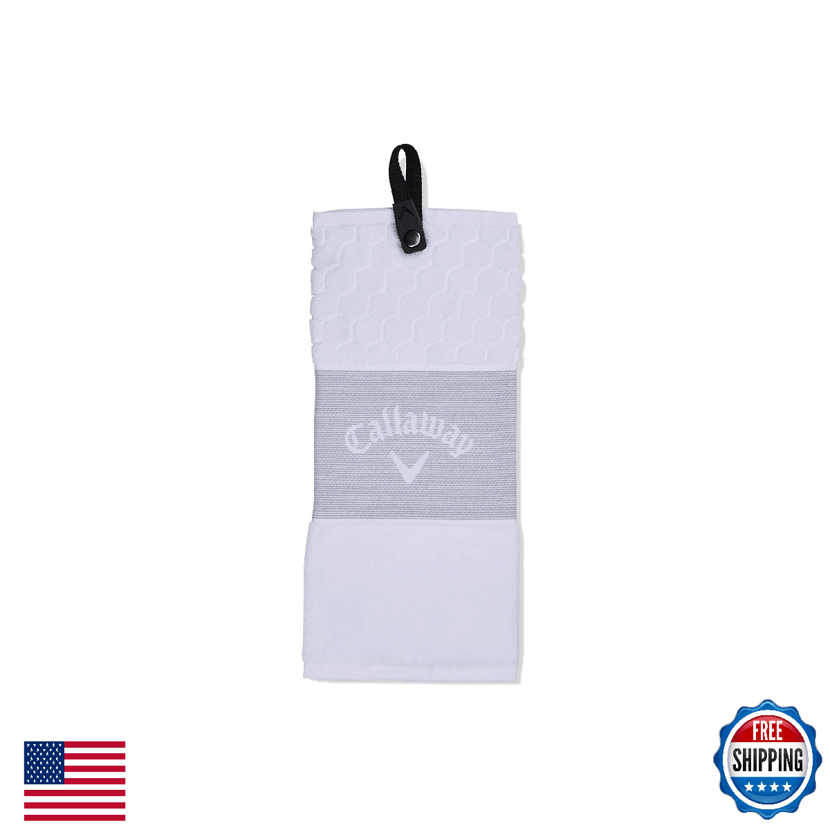 Callaway TW CG Trifold Golf Towel White 23 - Quick Snap Attachment - Image 1