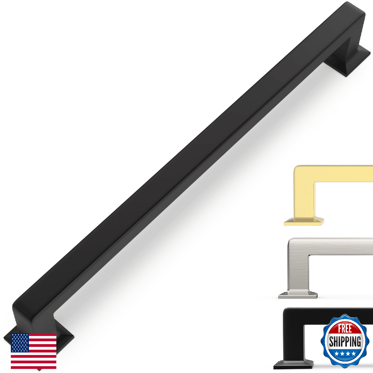 KOMOTIA 6 Pack 10" Matte Black Cabinet Pulls Zinc Alloy Drawer Handles Hardware - Image 1