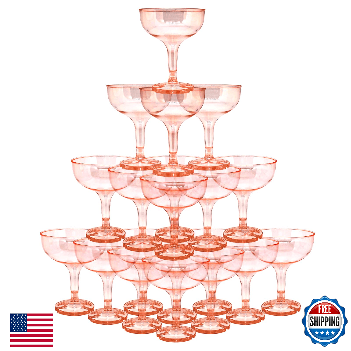 KYAPCK 50x 5oz Disposable Plastic Champagne Coupe Glasses for Parties - Image 1
