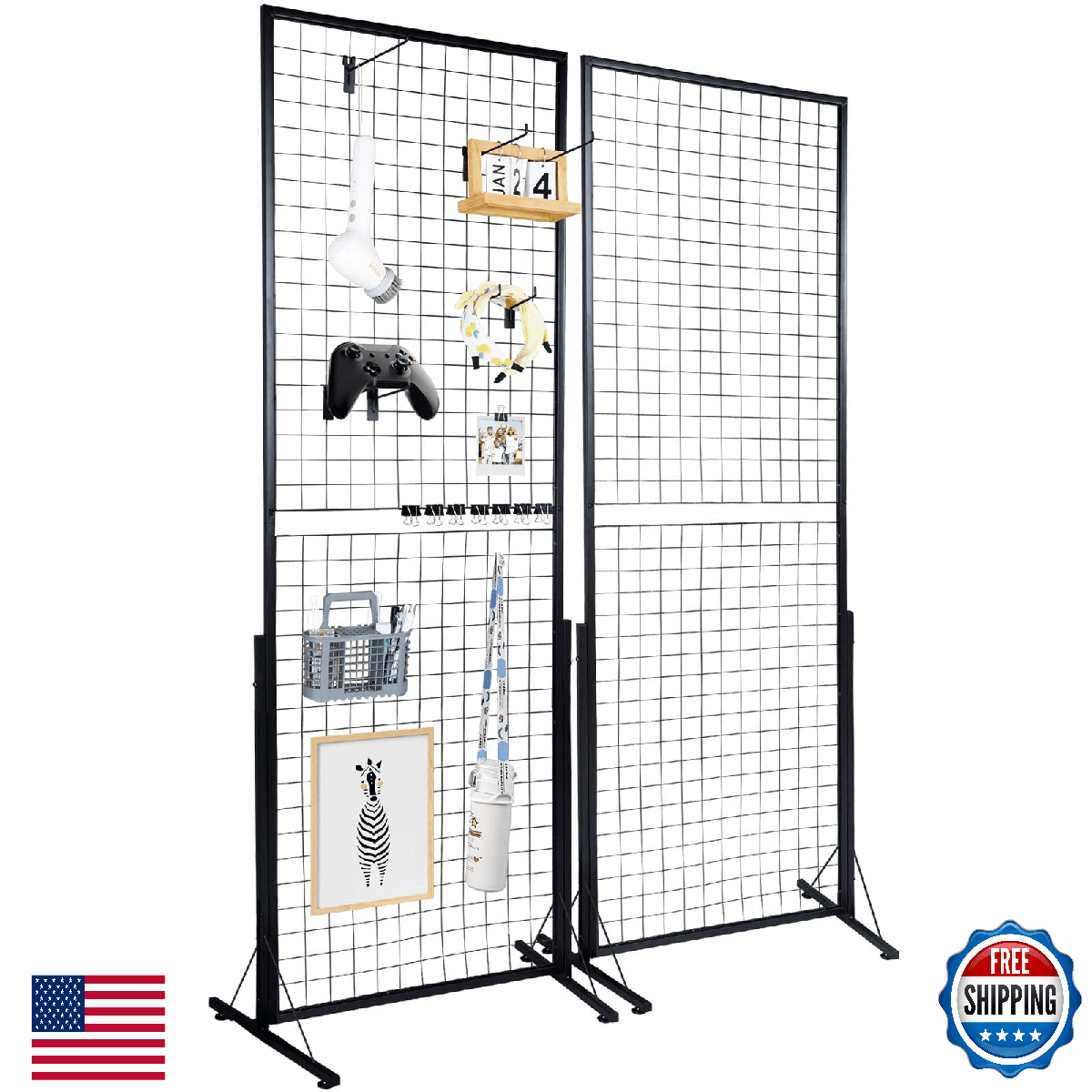 VEVOR 2 x 5.6 in Grid Wall Panels, 2 Packs Wire Gridwall Display Racks Tower wit - Image 1