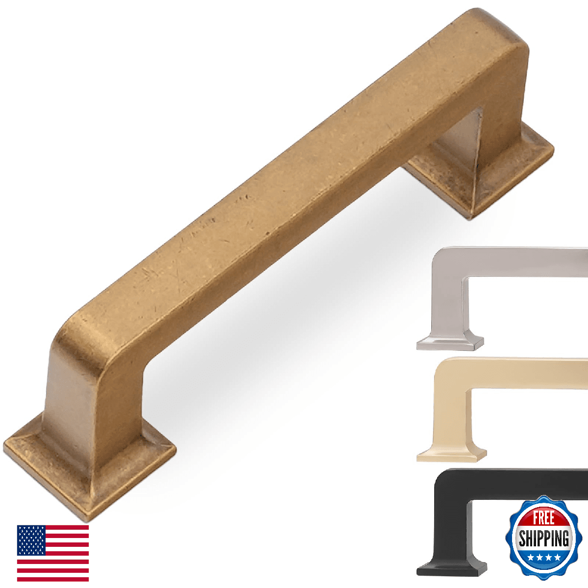 KOMOTIA 10 Pack 3" Cabinet Pulls Antique Brass Zinc Alloy Drawer Handles Hardwar - Image 1